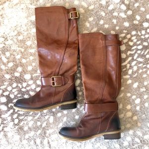 Lucky Brand Chestnut Leather Western Moto Riding Boot